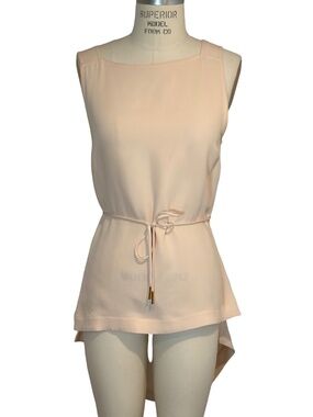 Maiyet Silk Blush Pink Tie Tunic Blouse Sleeveless - Size EU 40 US Size 8-10
